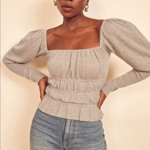 Reformation vecchio puff sleeve cashmere sweater